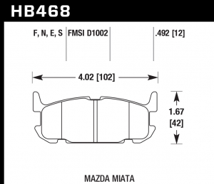 Колодки тормозные HB468N.492 HAWK HP Plus