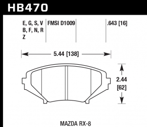 Колодки тормозные HB470N.643 HAWK HP Plus Mazda RX-8