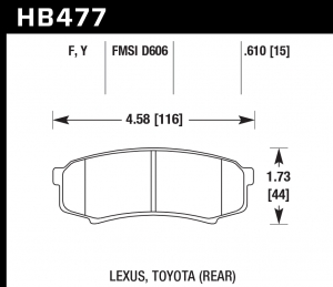 Колодки тормозные HB477Y.610 HAWK LTS задние LEXUS GX460, GX470; TOYOTA PRADO 150/120