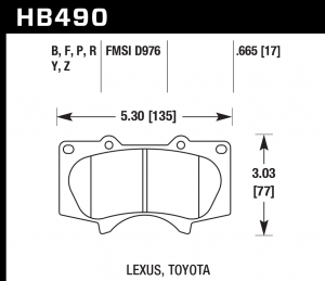 Колодки тормозные HB490B.665 HAWK Street 5.0 передние LEXUS GX460 / GX470;  Prado 150/120; PAJERO 4