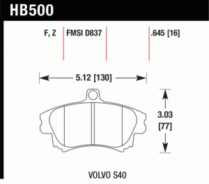 Колодки тормозные HB500Z.645 HAWK PC; 17mm