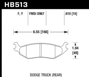 Колодки тормозные HB513Y.610 HAWK LTS задн. DODGE RAM 1500, DURANGO