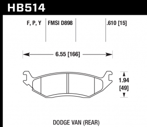 Колодки тормозные HB514P.610 HAWK SuperDuty задн. RAM 1500 