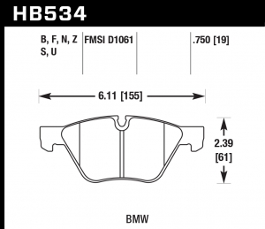 Колодки тормозные HB534B.750 HAWK HPS 5.0; 19mm