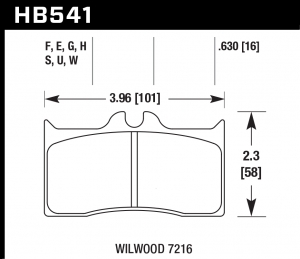 Колодки тормозные HB541G.630 HAWK DTC-60 Wilwood 16 mm