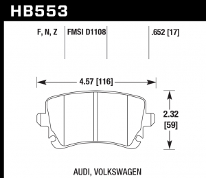 Колодки тормозные HB553F.652 HAWK HPS AUDI A6 4F, A4 8E, VW,