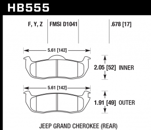 Колодки тормозные HB555Z.678 HAWK PC задние INFINITI QX56 / JEEP