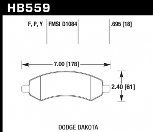 Колодки тормозные HB559Y.695 HAWK LTS перед DODGE RAM 1500, DURANGO