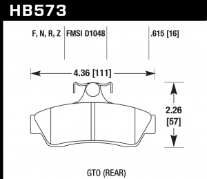 Колодки тормозные HB573R.615 HAWK Street Race; 16mm