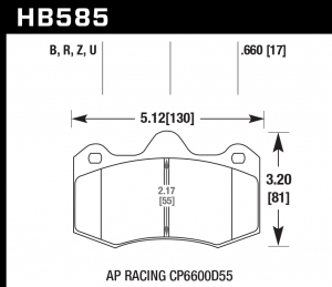 Колодки тормозные HB585U.660 HAWK DTC-70 AP Racing 17 mm