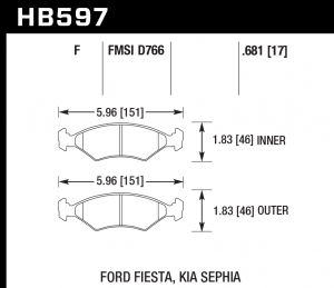 Колодки тормозные HB597F.681 HAWK HPS