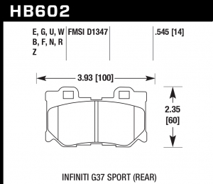 Колодки тормозные HB602E.545 HAWK Blue 9012 Nissan (Rear) 13 mm