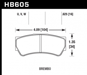 Колодки тормозные HB605Q.625 HAWK DTC-80; Brembo F3 16mm