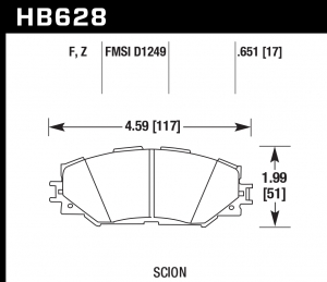 Колодки тормозные HB628Z.651 HAWK PC; 17mm