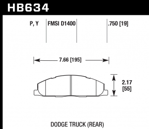 Колодки тормозные HB634P.750 HAWK SuperDuty задн. Dodge RAM 2500