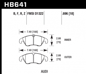 Колодки тормозные HB641F.696 HAWK HPS Audi A5, A4 (1LA), Q5