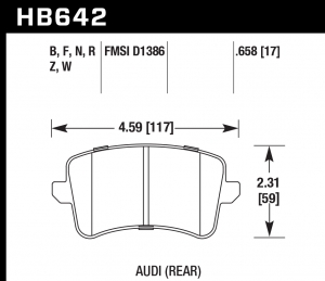 Колодки тормозные HB642B.658 HAWK Street 5.0  Audi A5, A4 (1LA), Q5