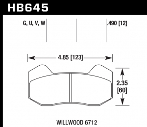 Колодки тормозные HB645U.490 HAWK DTC-70 Wilwood 6712 12 mm