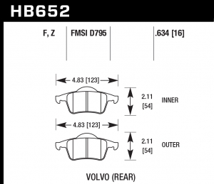 Колодки тормозные HB652F.634 HAWK HPS