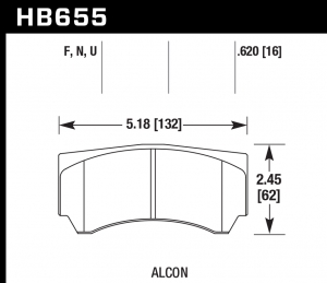 Колодки тормозные HB655N.620 HAWK HP Plus, ALCON Mono4