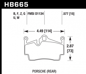 Колодки тормозные HB665U.577 HAWK DTC-70 Porsche 911 14 mm