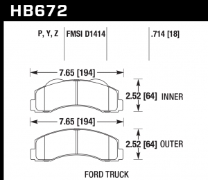 Колодки тормозные HB672Y.714 HAWK LTS, Ford F-150 2010-2013