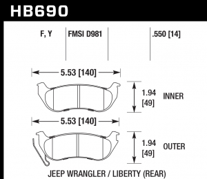 Колодки тормозные HB690F.550 HAWK HPS