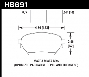 Колодки тормозные HB691V.644 HAWK DTC-50; Mazda MX-5 17mm