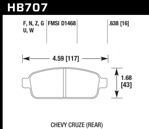 Колодки тормозные HB707U.638 HAWK DTC-70