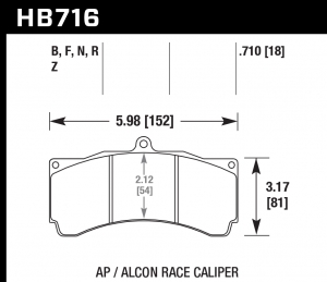 Колодки тормозные HB716N.710 HAWK HP Plus; 18mm