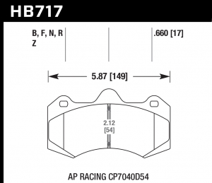 Колодки тормозные HB717R.660 HAWK Street Race; 17mm