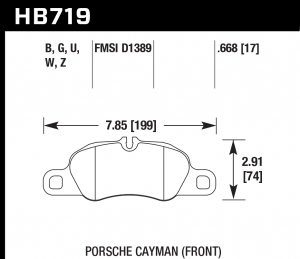 Колодки тормозные HB719U.668 HAWK DTC-70; 2014 Porsche Cayman (FR) 17mm