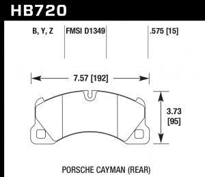 Колодки тормозные HB720B.575 HAWK HPS 5.0; перед PORSCHE CAYENNE 955, 92A; PANAMERA; TOUAREG 