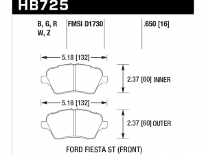 Колодки тормозные HB725N.650 2014 Ford Fiesta ST 17mm ― MaxiSport Tuning