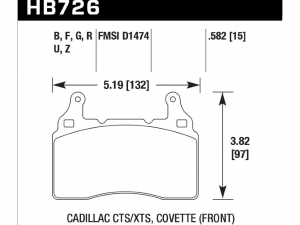 Колодки тормозные HB726N.582 HP+ перед Camaro 6.2 2010-13; Corvette C7 2013-> ; Cadillac CT6; CTS ― MaxiSport Tuning