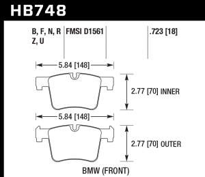 Колодки тормозные HB748F.723 HAWK HPS перед BMW F20 F30