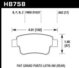 Колодки тормозные HB758N.652 HAWK HP PLUS; 17mm