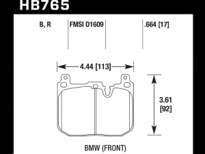 Колодки тормозные HB765W.664 HAWK DTC-30 BMW (Front)