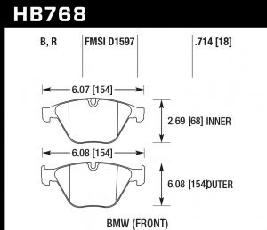 Колодки тормозные HB768R.714 HAWK Street Race; 18mm