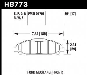 Колодки тормозные HB773G.664 HAWK DTC-60; Mustang (Front) 17mm