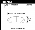 Колодки тормозные HB783F.692 HAWK HPS; перед RX350 2010-> ; HIGHLANDER 2010->