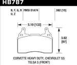 Колодки тормозные HB787N.582 перед TESLA S; Corvette 2014-> ; Camaro 2010->