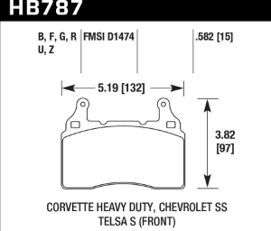 Колодки тормозные HB787N.582 перед TESLA S; Corvette 2014-> ; Camaro 2010-> ― MaxiSport Tuning