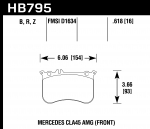 Колодки тормозные HB795B.618 HAWK Street 5.0; переднние MB A45 AMG (W176); CLA 45 AMG (C117); GLA 45