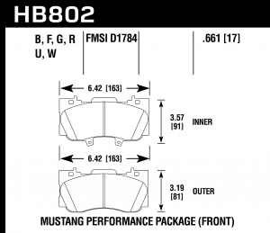 Колодки тормозные HB802U.661 HAWK DTC-70 D1784 Mustang Perf Package (Front)