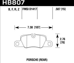 Колодки тормозные HB807N.587 задние 911 (991) Carrera 2011-> ; Panamera 2009-> ― MaxiSport Tuning