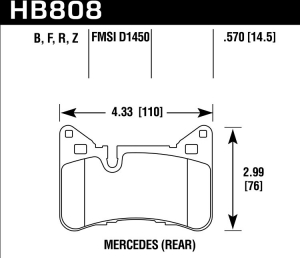 Колодки тормозные HB808N.570 Mercedes-Benz C63 AMG Black Series задние ― MaxiSport Tuning