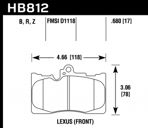 Колодки тормозные HB812B.680 HAWK HPS 5.0 Lexus GS350  передние