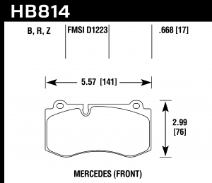 Колодки тормозные HB814R.668 HAWK Street Race Mercedes-Benz CL550  передние