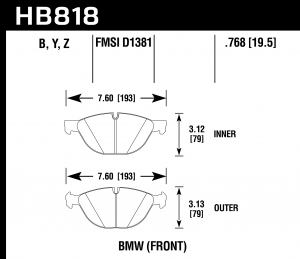 Колодки тормозные HB818B.768 HAWK HPS 5.0 BMW X5 xDrive50i передние